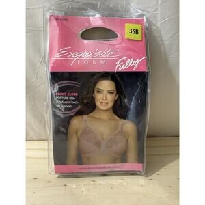 Exquisite Form Fully Front Close Posture Bra with Lace 36B Rose Beige NWT